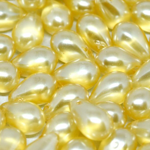 6mm x 9mm Czech Glass Side Drilled Tear Drop Pearl - Crystal Honey - 00030-63861