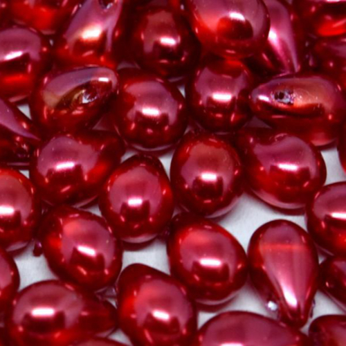 6mm x 9mm Czech Glass Side Drilled Tear Drop Pearl - Crystal Dragonfruit - 00030-63982