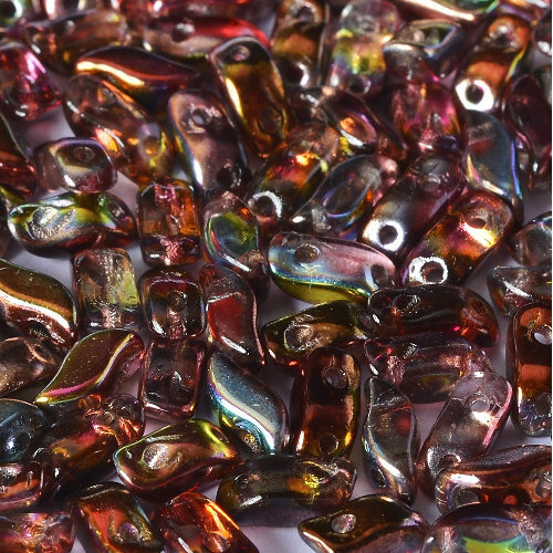 3mm x 7mm Storm Duo 2 Hole Bead - Crystal Magic Wine - 00030-95200