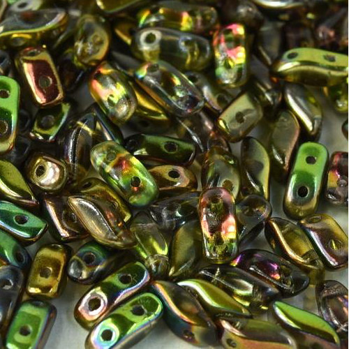 3mm x 7mm Storm Duo 2 Hole Bead - Crystal Magic Green - 00030-95400