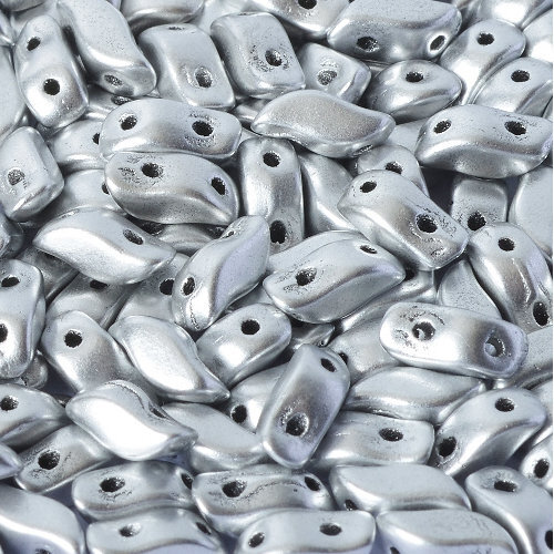 3mm x 7mm Storm Duo 2 Hole Bead -  Aluminium Silver - 01700