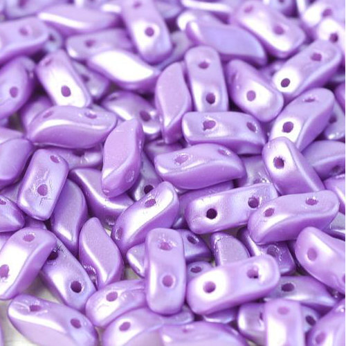 3mm x 7mm Storm Duo 2 Hole Bead - Alabaster Pastel Lila - 02010-25012