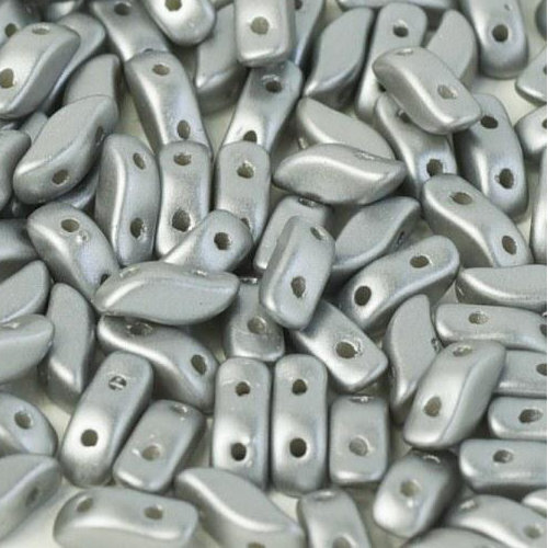 3mm x 7mm Storm Duo 2 Hole Bead - Alabaster Pastel Light Grey - 02010-25028