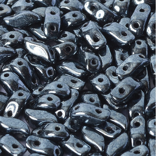 3mm x 7mm Storm Duo 2 Hole Bead - Jet Hematite - 23980-14400