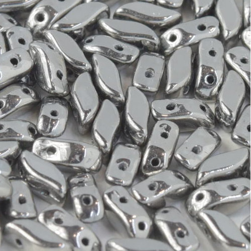 3mm x 7mm Storm Duo 2 Hole Bead - Jet Full Chrome - 23980-27400