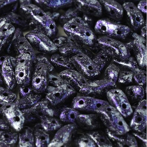 3mm x 7mm Storm Duo 2 Hole Bead - Jet Tweedy Violet - 23984-45710