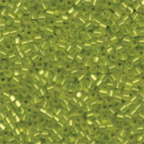 Miyuki 8/0 Triangle Bead - TR8-1801F - Matte Silver Lined Chartreuse