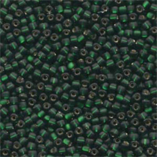 Miyuki 8/0 Triangle Bead - TR8-1806F - Matte Silver Lined Dark Green